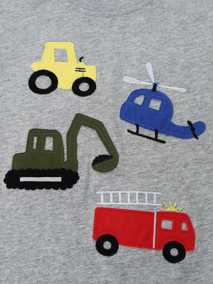 Stylish Cartoon Embroidered Short Sleeve T-Shirt for Boys