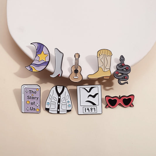 Alloy Painted Letter Brooch Stylish Accessory