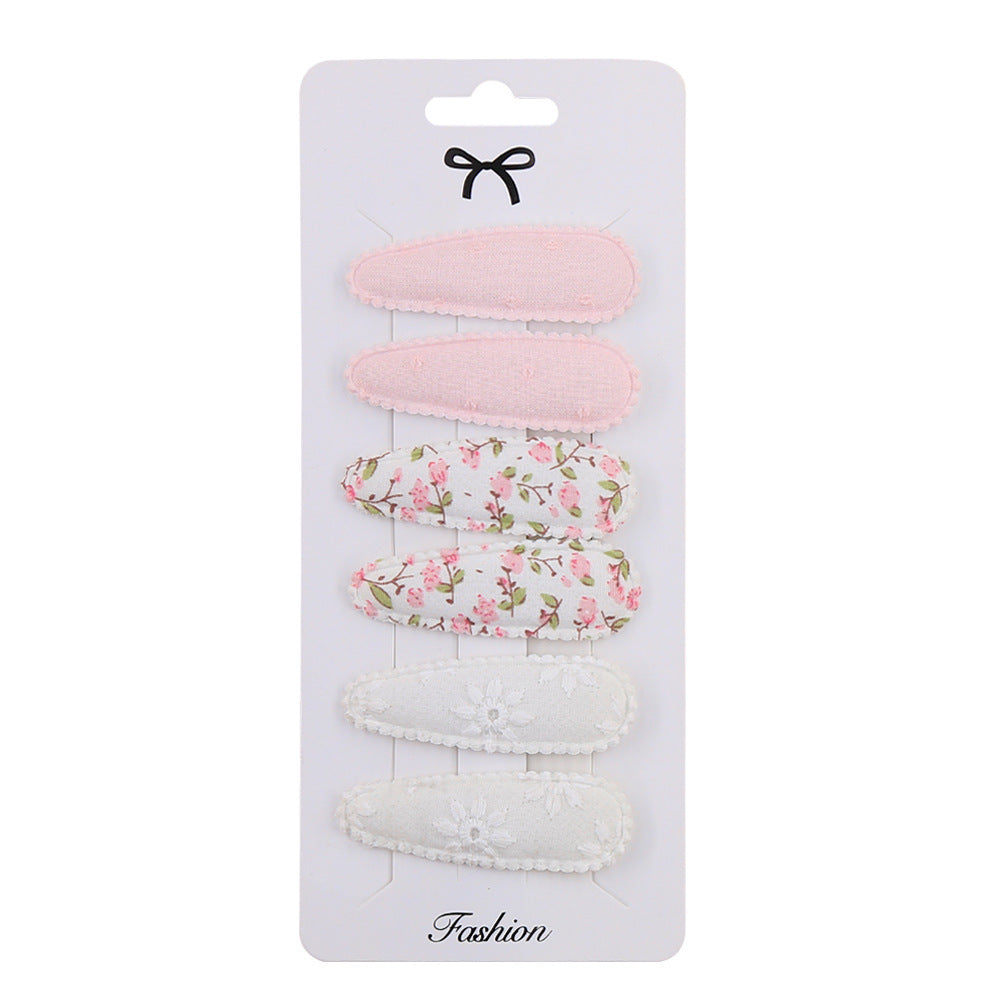 Sweet Floral Fabric Hair Clips Set for Kids