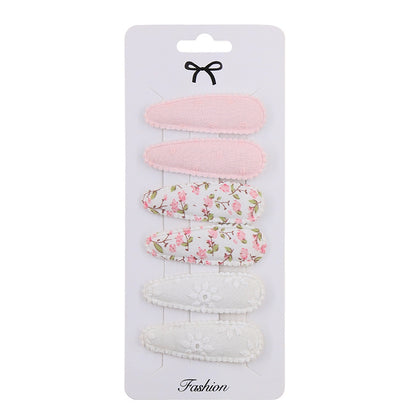 Sweet Floral Fabric Hair Clips Set for Kids
