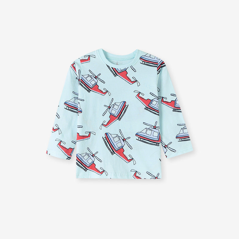 Adorable Boys Cotton Long Sleeve T-Shirt with Cartoon Print