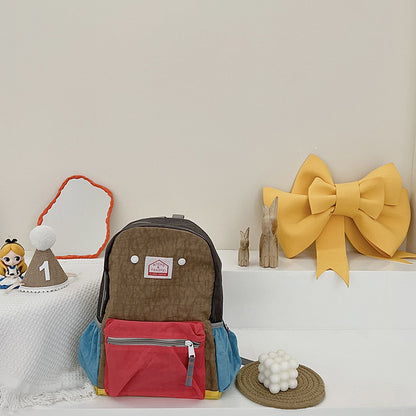 Kids Canvas Backpack Casual Lightweight Double Shoulder Bag