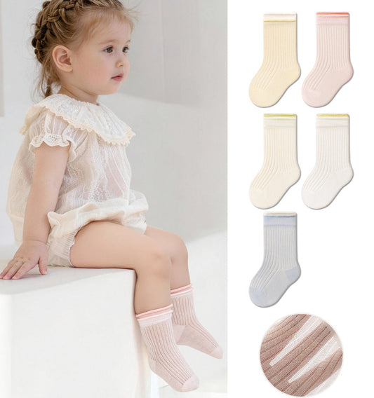 Pastel Colored Breathable Cotton Baby Socks Unisex