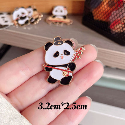 Panda Instrument Brooch Cute Retro Metal Badge for Bags