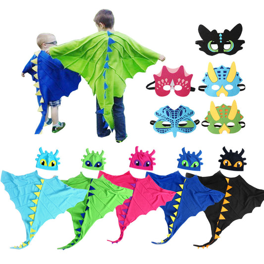 Dinosaur Hoodie With Cape And Mask For Kids