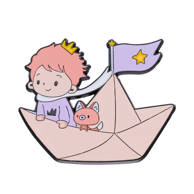 Cute Cartoon Little Prince Starry Sky Enamel Brooch