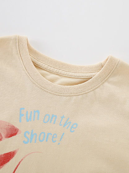 Cartoon Lobster Print Short Sleeve T-Shirt for Boys