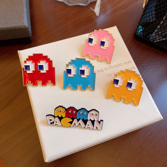 Cute Retro Pixel Pac-Man Brooch Creative Game-Inspired Metal Enamel Pin