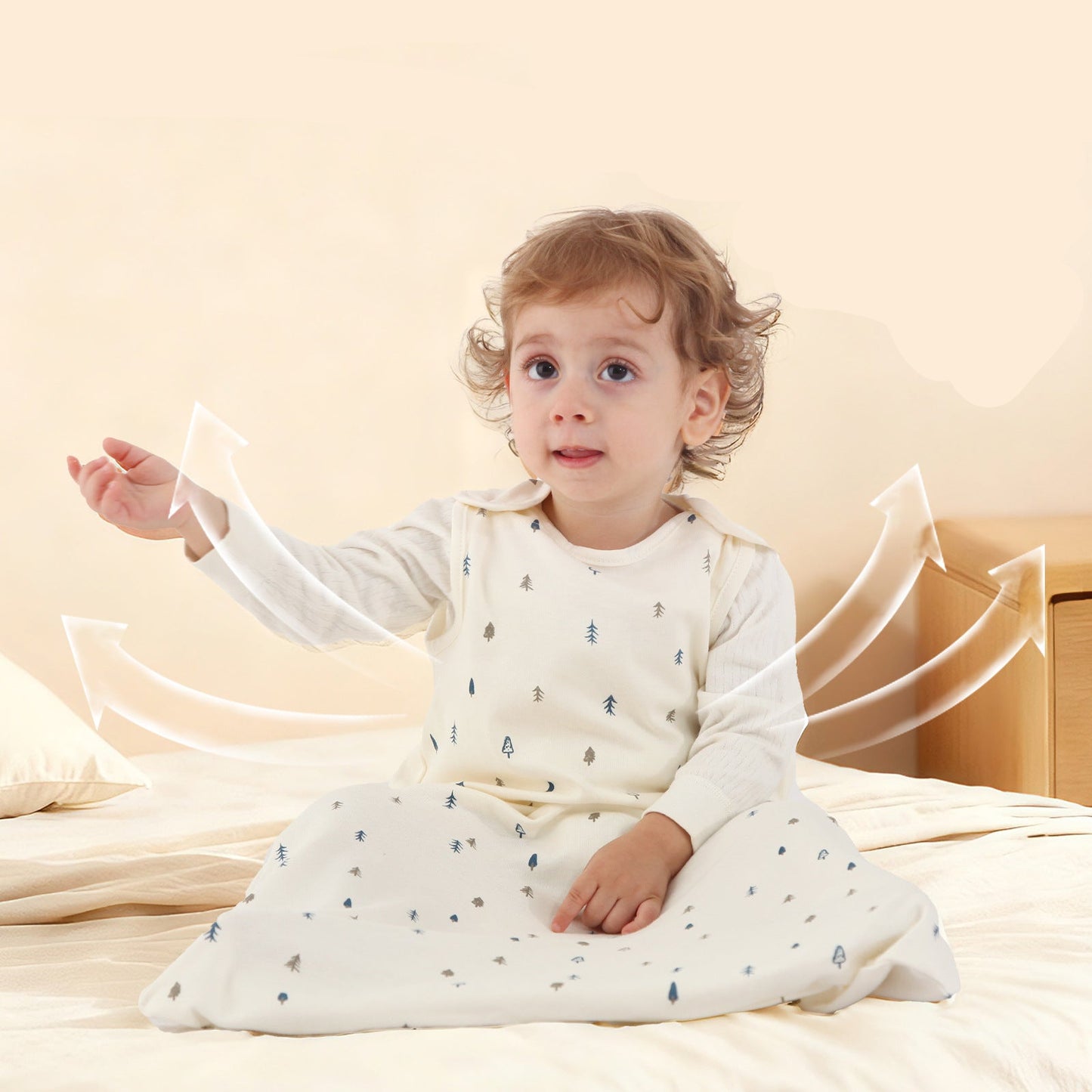 Cotton Sleeveless Baby Sleeping Bag Lightweight Breathable Pajamas