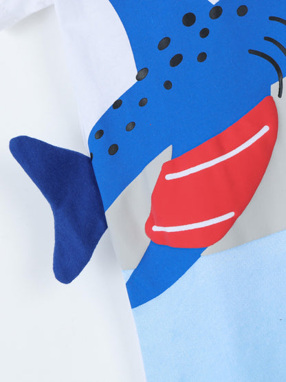 Shark Print Cotton Kids T-Shirt Casual Short Sleeve