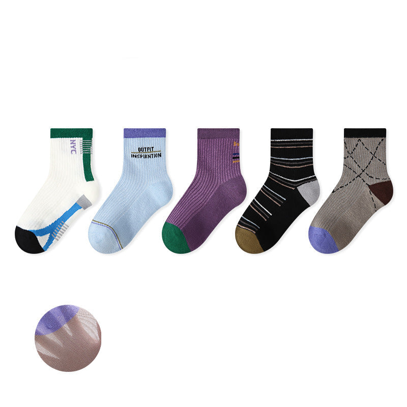 Kids Mesh Cotton Socks Cute Cartoon Breathable Everyday