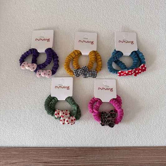 Cute Bowknot Fabric Hair Ties for Kids - Bright Color Hair Accessories