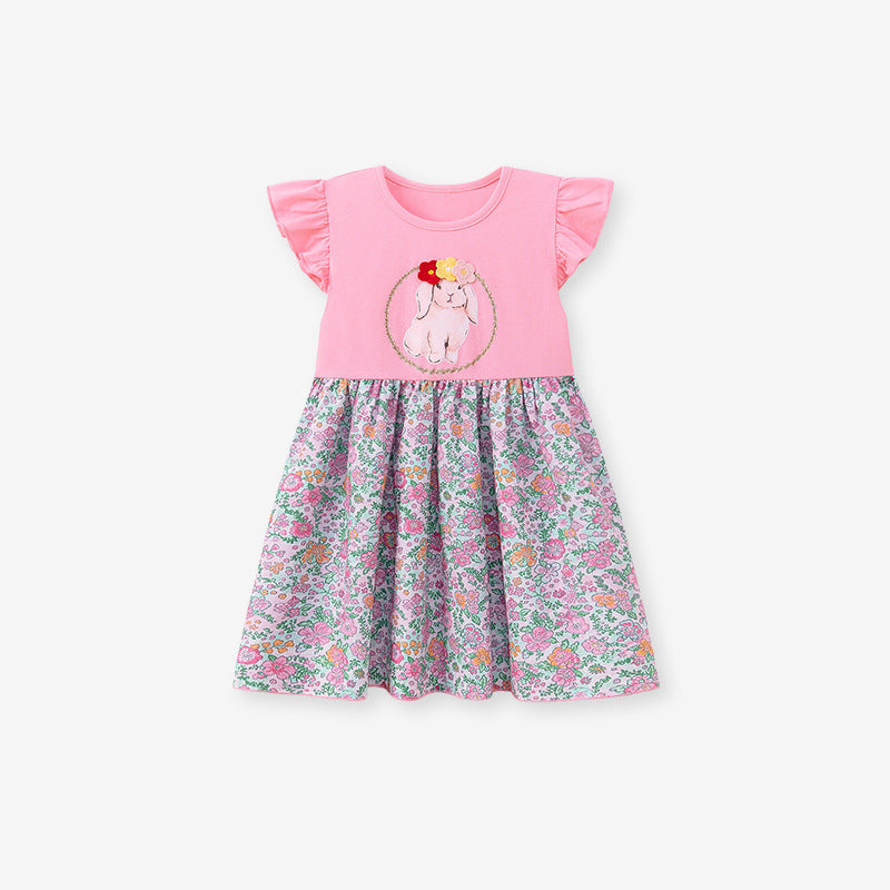 Summer Cartoon Floral Dress for Girls