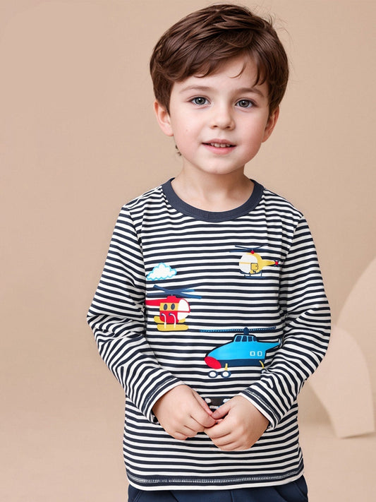 Striped Cotton Long Sleeve T-Shirt for Boys