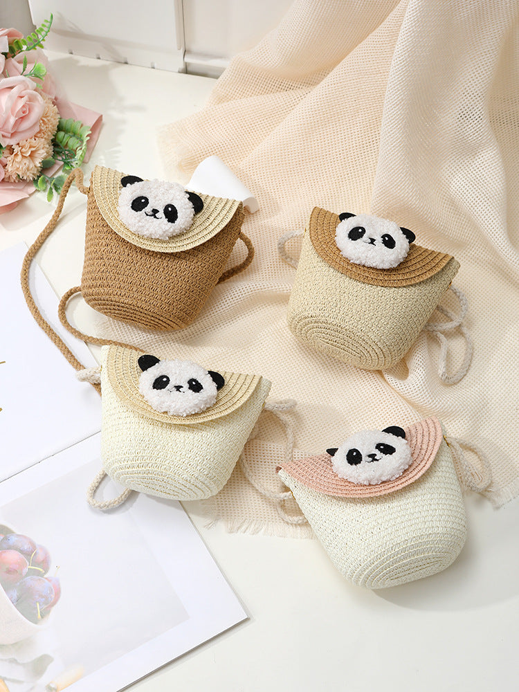 Mini Cute Panda Woven Straw Bag for Women