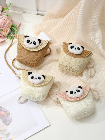 Mini Cute Panda Woven Straw Bag for Women