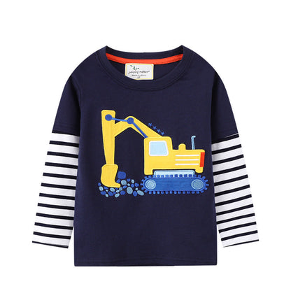 Kids Long Sleeve T-Shirt Cartoon Design Soft Cotton Casual Wear