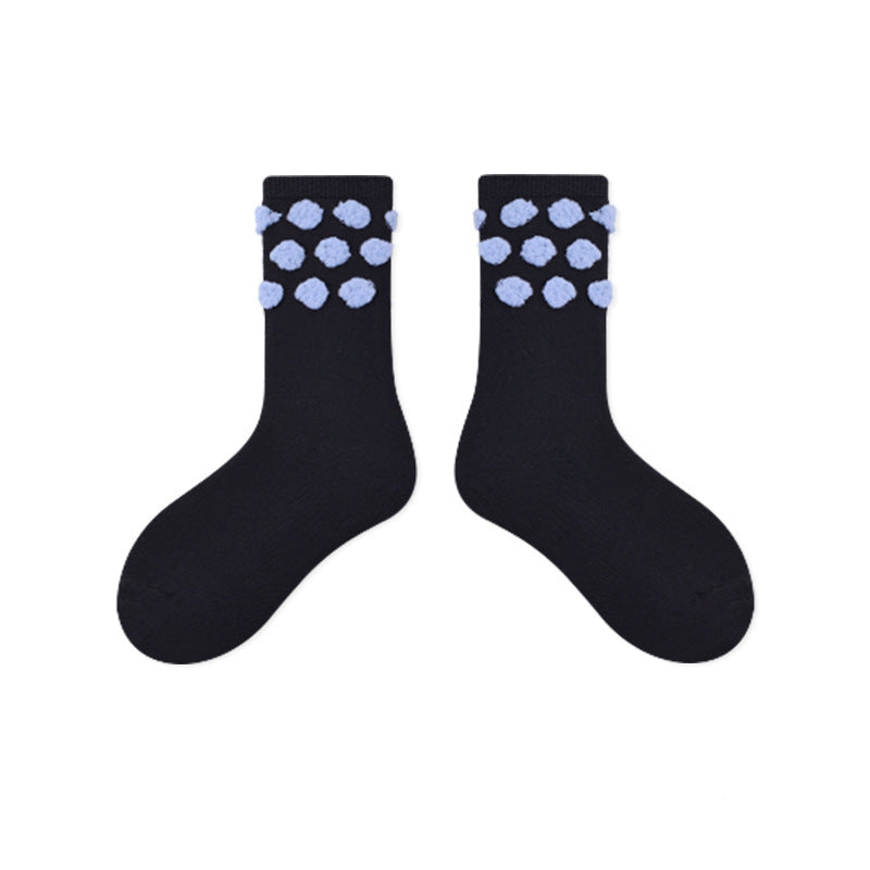 Kids Plush Polka Dot Mid Calf Socks Breathable