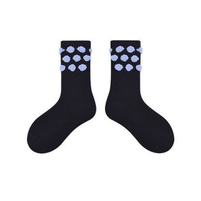 Kids Plush Polka Dot Mid Calf Socks Breathable