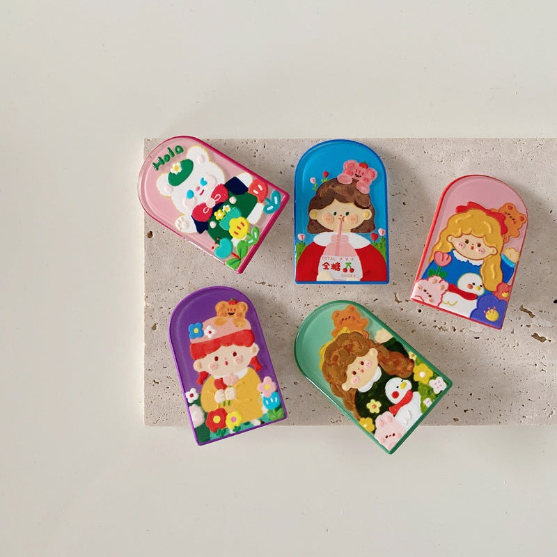 Kids' Cartoon Bear Hair Clips Acrylic Duckbill Clips for Girls
