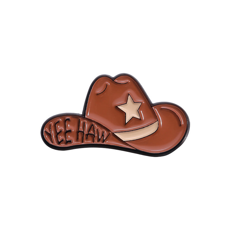 Brown Series Denim Hat Brooch Cute Versatile Travel Adventure Metal Badge Fashion Accessory