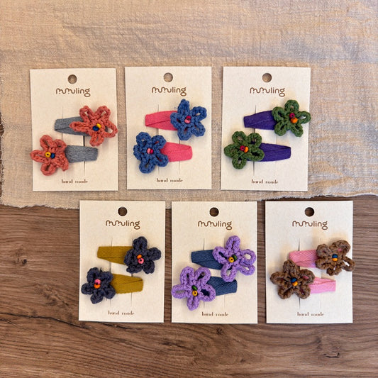 Handmade Crochet Flower BB Hair Clips for Girls