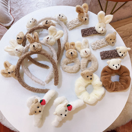 Plush Animal Headbands Cute Bunny and Bear Hair Accessories
