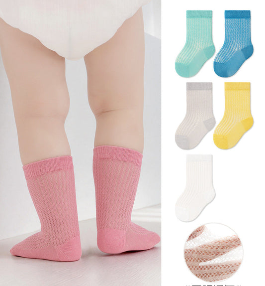 Breathable Cotton Baby Socks Mid-Calf Unisex Kids Socks