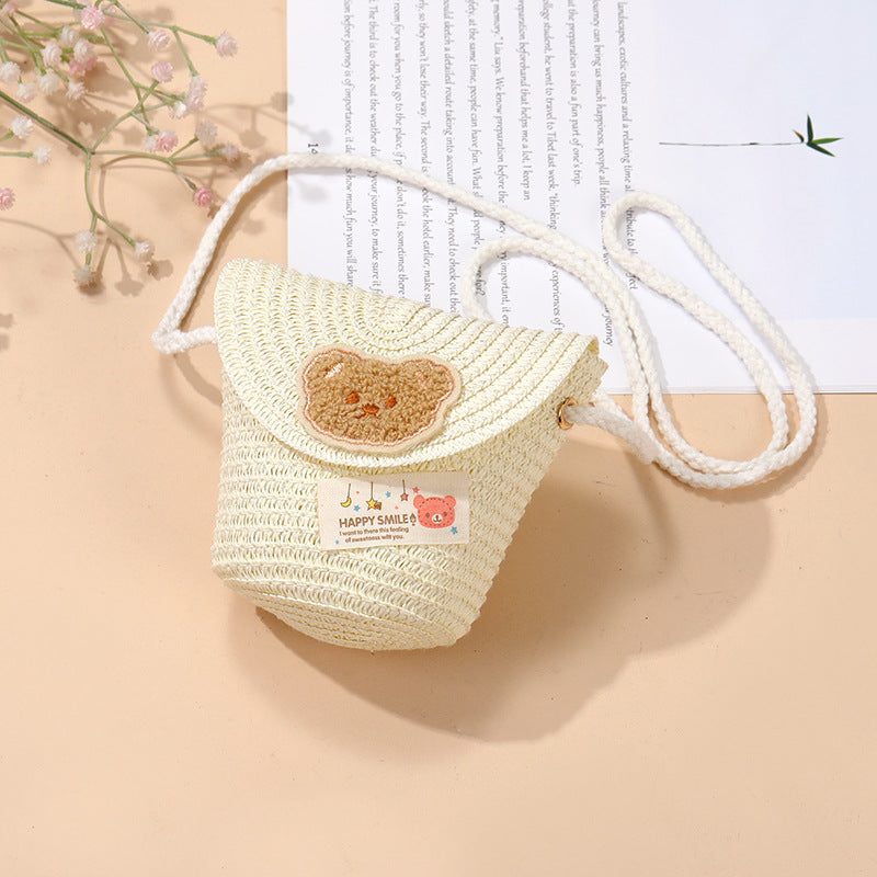 Cute Summer Children's Crossbody Woven Bag with Animal Patterns
