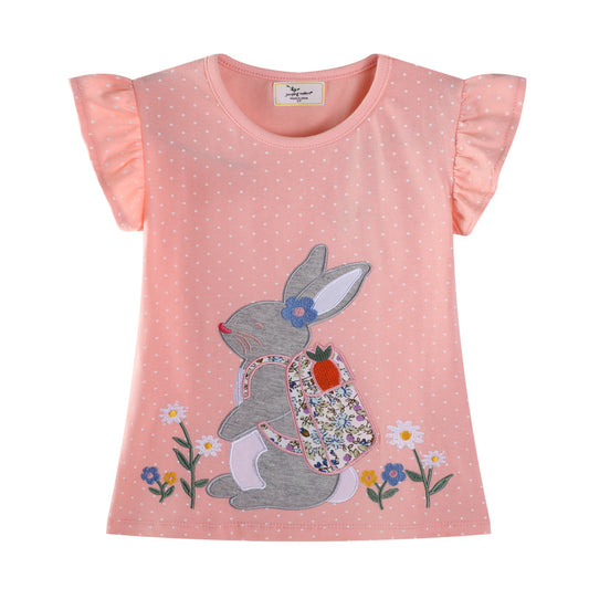 Girls' Cartoon Print Cotton T-Shirt Trendy Summer Dress