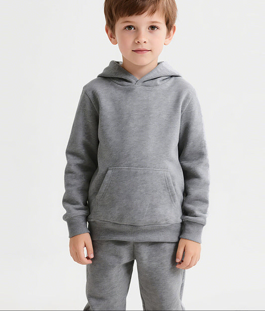 Kids' Hooded Sweater and Pants Set Solid Color Casual Outfit