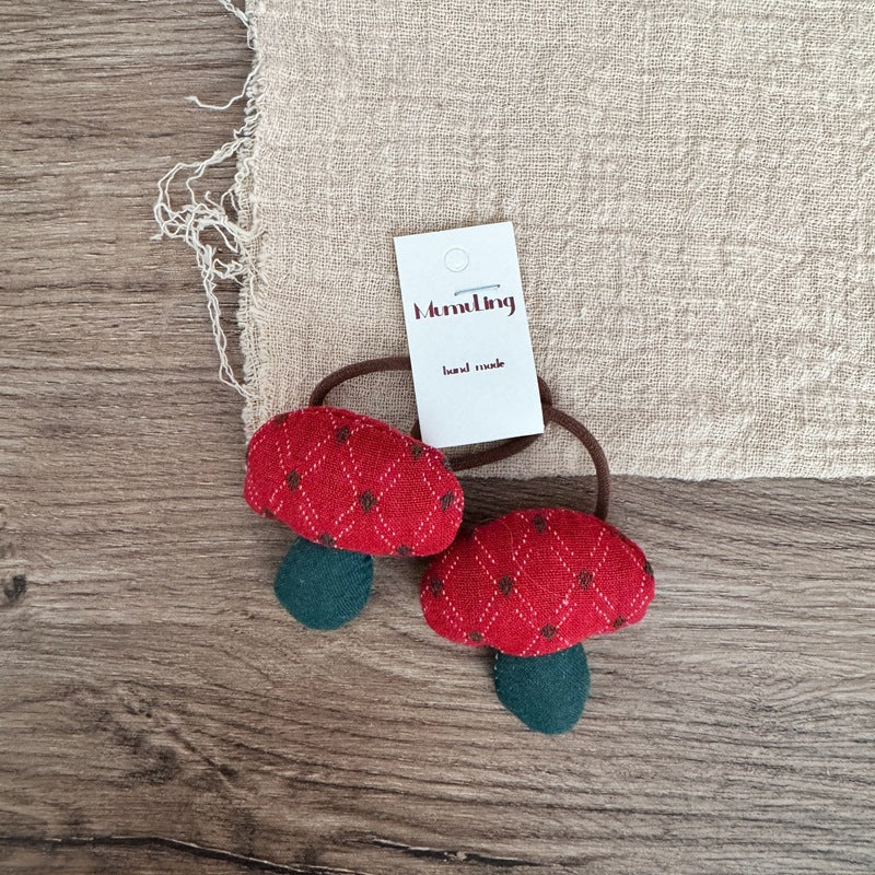 Cute Fabric Mushroom Hair Ties for Kids