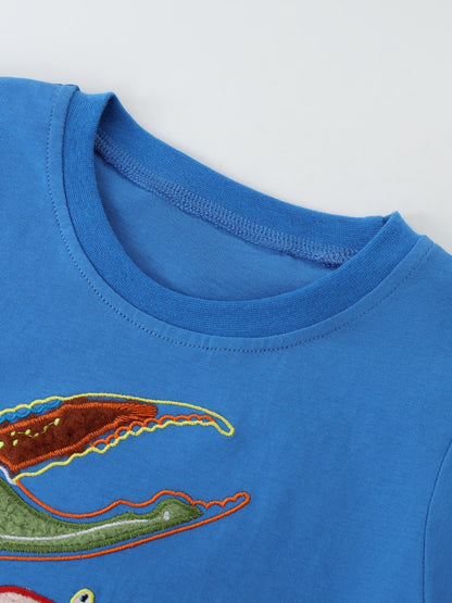 Kids' Crab Embroidered Short Sleeve T-Shirt