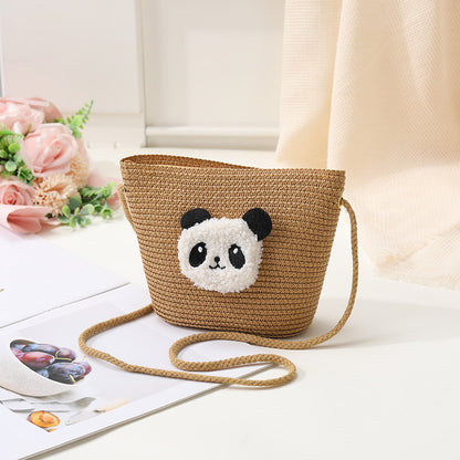 Mini Cute Panda Woven Straw Bag for Women