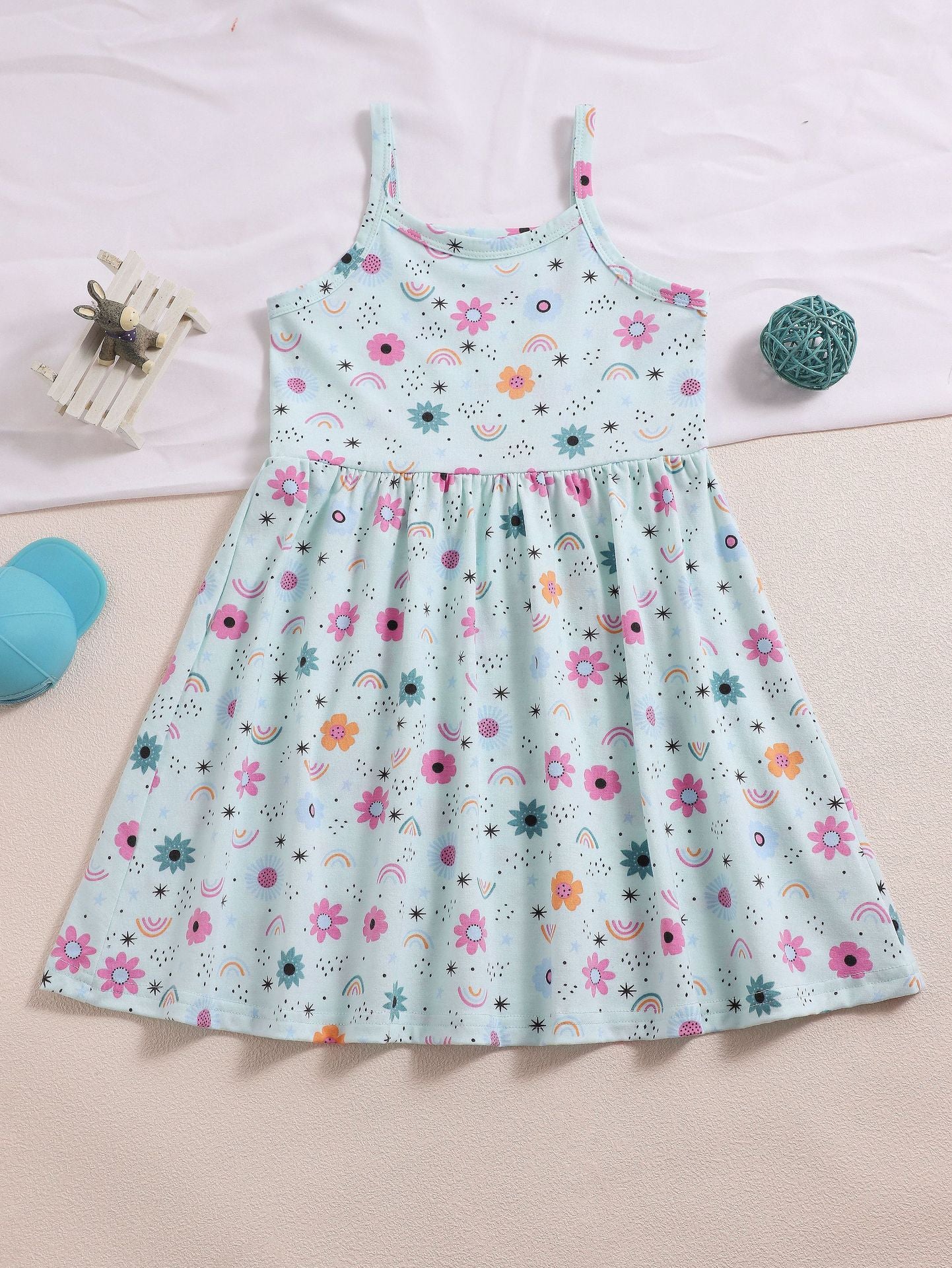 Cartoon Print A-Line Dress for Girls