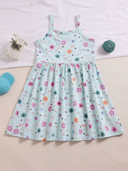 Cartoon Print A-Line Dress for Girls