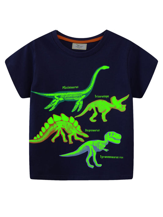 Cartoon Glow-In-The-Dark Short Sleeve T-Shirt for Boys