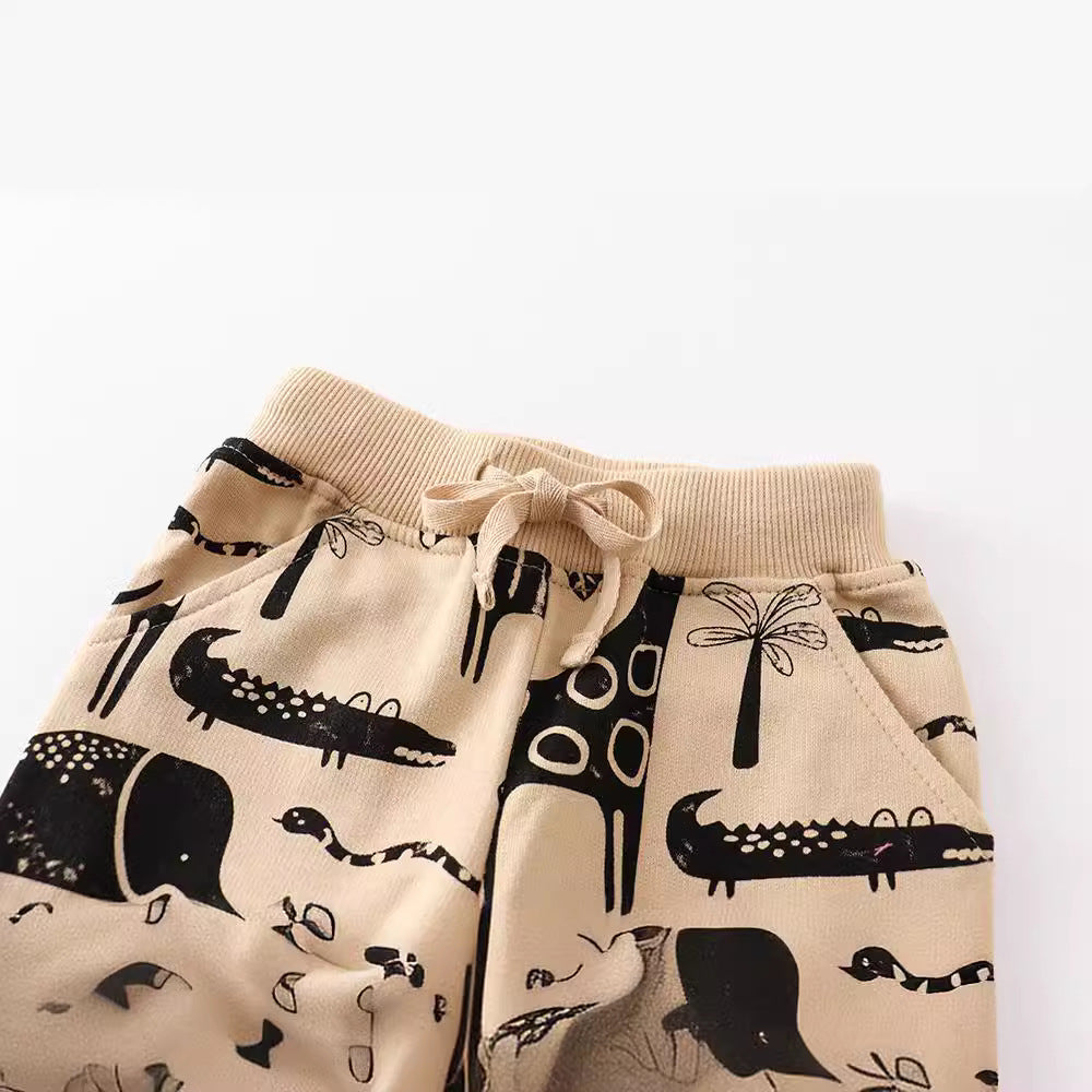 Kids Printed Cotton Long Pants Casual Bottoms