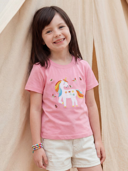 Girls' Animal Print Short Sleeve T-Shirt Soft Cotton Casual
