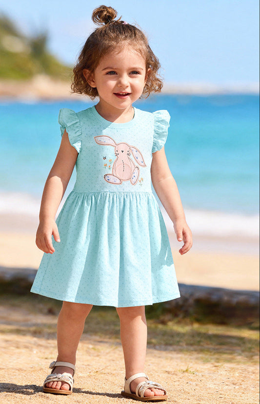 Summer Girls' Cartoon Dress Casual Short Sleeve Princess Dress
