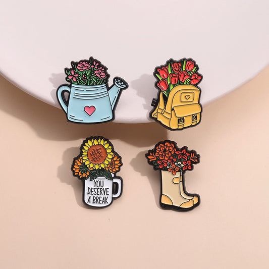 Creative Cartoon Shoe Flower Brooch Metal Badge