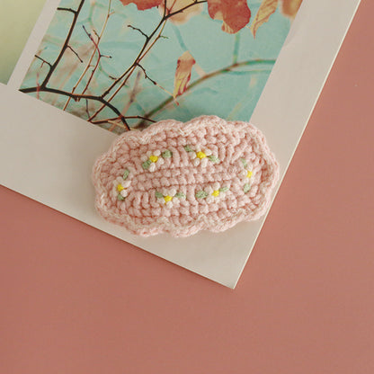 Floral Embroidered Hair Clips Handmade Yarn Accessories for Women