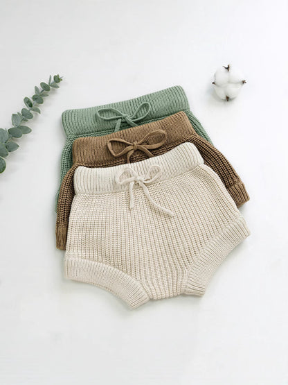 Hand-Knitted Baby Shorts Soft Cotton All-Season Unisex