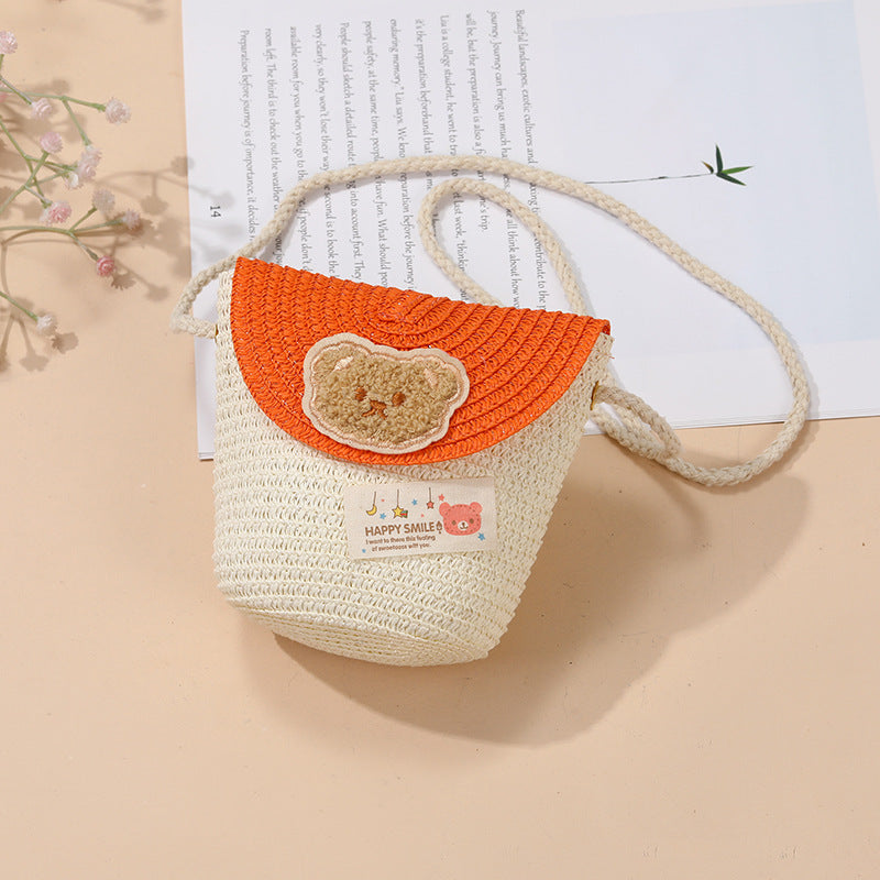Cute Summer Children's Crossbody Woven Bag with Animal Patterns