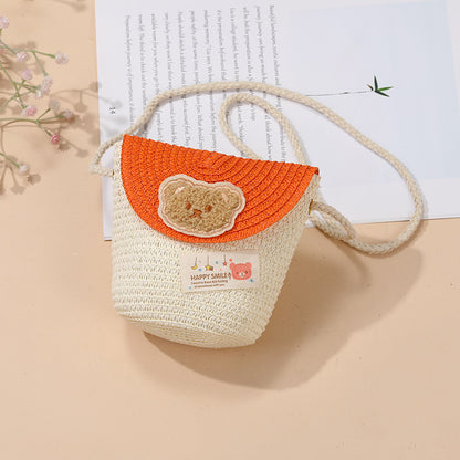 Cute Summer Children's Crossbody Woven Bag with Animal Patterns