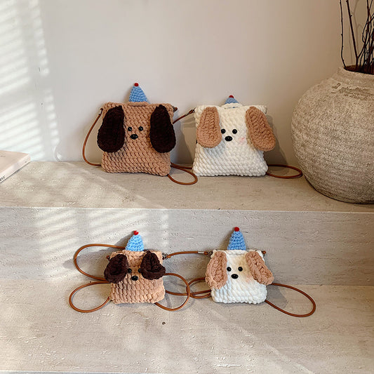 Cartoon Dog Plush Shoulder Bag for Kids
