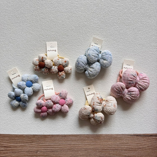 Colorful Floral Bow Hair Ties for Girls