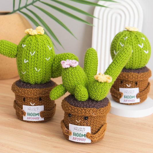 Handmade Plush Cactus Decor with Positive Energy Card