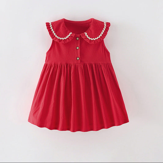 Girls' Princess Dress Floral Cotton Short Sleeve Summer Style