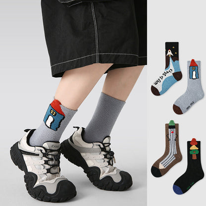 Kids Cozy Fleece Lined Ankle Socks Non Slip Casual